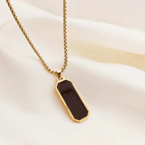 Square Oil Dripping Stainless Steel Pendant Necklace Fashion Trend Temperament Long Smooth Necklace