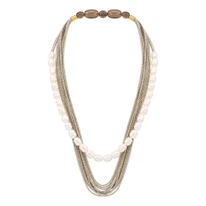 Stackable Beaded Pearl Sweater Chain Necklace Heavy Vintage Luxury Minimalist Versatile Daily Wear Jewelry Accessory