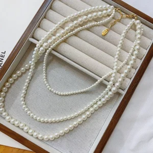 Stacked Pearl Necklaces for Women Long Chain Clavicle Chain Accessories