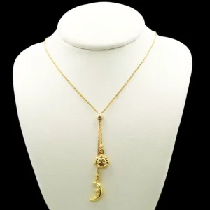 Stainless 14k Italian Gold Sun and Moon Jewelry Necklace Set