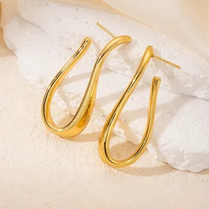 Stainless Steel 14K Gold Plated Resin Butterfly Shape Earrings Unisex