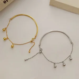 Stainless Steel 18K Gold Plated Geometric Lucky Ball Charm Bracelet Adjustable Silicone Beads Trendy Unisex Fashion Excellent