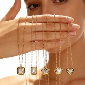Stainless Steel 18K Gold Plated Heart Pendant Necklace Water Resistant and Fade Resistant Women’s Neck Chain