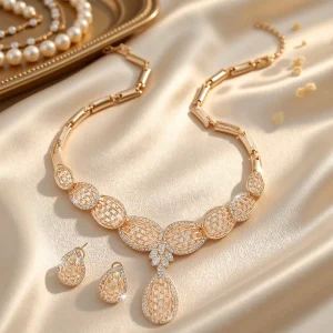 Stainless Steel 18K Gold Plated Middle Eastern Saudi Arabia Fashion Bridal Openwork Pendant Necklace Women Wedding Gift