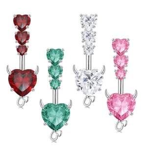 Stainless Steel 18K Gold Plated Zircon Heart Shape Body Jewelry