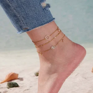 Stainless Steel 18K Gold Plating Anti Tarnish Zircon Bridal Dainty Anti Tarnish Anklets for Women