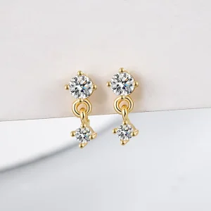 Stainless Steel 18K Gold Zircon Earrings Ear Nail Screw Ear Bone Earrings for Women