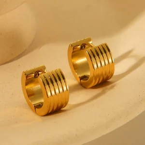 Stainless Steel 18K Gold plated Waterproof Texture Earrings Waterproof Non Fading Earrings Gift for Women