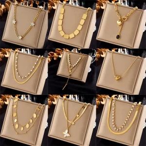 Stainless Steel 18k Gold Plated Accessories Jewelry Waterproof Pendant Design Fashion Jewelry Necklace for Women