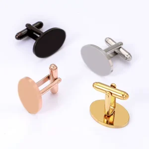 Stainless Steel 20*14mm Elegant Oval Cufflinks For Men’s Shirts Blank Printable Set For Wedding Party Anniversary Tie Clip