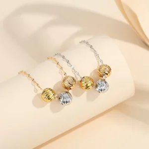 Stainless Steel 3 Beads Charm Necklace Gold Plated Multi Metal Beaded Necklace Jewelry Gifts for Women