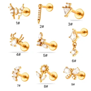 Stainless Steel 316L Zircon Body Jewelry Earrings with Ear Bone Studs