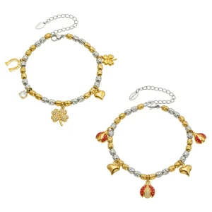 Stainless Steel 316L Zircon Heart Insect Pendant Bracelet for Women Luxury Fashion Jewelry