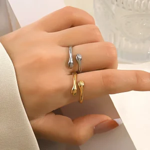 Stainless Steel Adjustable Fashion Rings Silver Gold Women’s Accessories Western Friendship Bands Elegant Warm Hugging Ring
