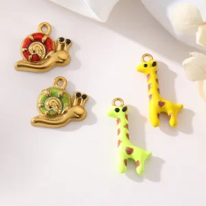Stainless Steel Animal Pendant Charms Snail Giraffe Necklaces Bracelet Making DIY Jewelry Accessories For Craft Lovers