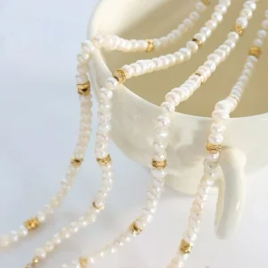 Stainless Steel Baroque Freshwater Pearl Necklace Wedding Jewelry for Women Engagement Gift