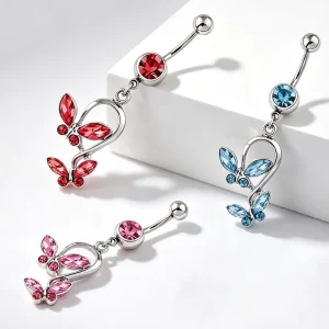 Stainless Steel Body Belly Piercing Jewelry Gold Plated with Zircon Stone Fashionable for Party Occasions