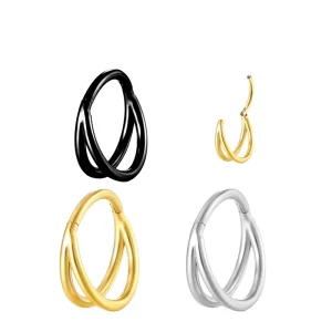 Stainless Steel Body Ear Piercing Septum Clicker Nose Ring Segment Earrings Hoop Piercing