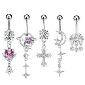 Stainless Steel Body Jewelry Navel Disc Moon Cross Planet Belly Button Stud Unisex Birthday Gift Accessories