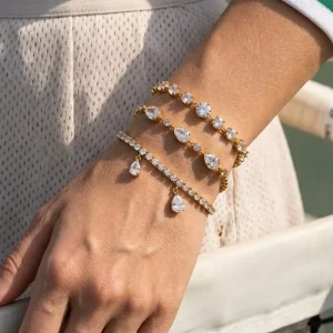 Stainless Steel Bracelet 18K Gold Plated Stacked Bracelet Zircon Charm Bracelets for Women