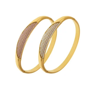 Stainless Steel Bracelet Fashion Style Trendy Jewelry Clasp Bangle Zircon 18K Gold Plated Hypoallergenic Bracelets for Women