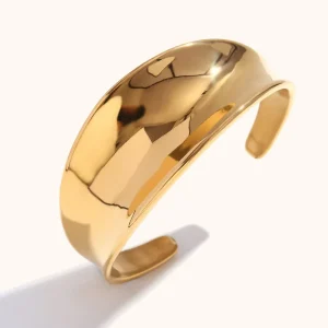 Stainless Steel Bracelet Trendy Jewelry Chunky Bangles Concave Geometric Waterproof Hypoallergenic Fashion Bracelets for Women