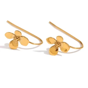 Stainless Steel Brass Flower Stud Earrings Women 18KGold Plated Waterproof Daisy Petal Minimalist Hypoallergenic Fashion Jewelry