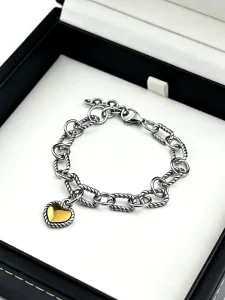 Stainless Steel Cable Bracelet for Women A Heart Shaped Twisted Chain Bracelet Jewelry