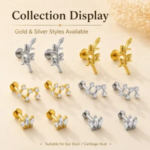 Stainless Steel Cartilage Earring Dainty Lip Helix Tragus Body Jewelry Labret Stud Fashion Piercing Jewelry