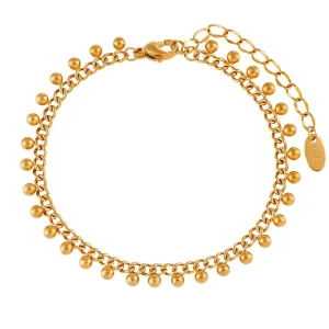 Stainless Steel Chain Bracelets Unisex 18K Gold Plated Beads Ball Bracelet