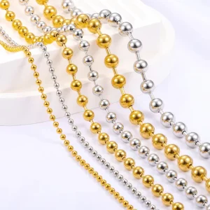 Stainless Steel Chain Necklace Waterproof Tarnish free Multi size Bead Chain Gold Rose Gold Black Plated DIY