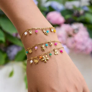 Stainless Steel Charms Beads and Cute Pendants Bracelet for Women Waterproof Ladies Accessories on Hand Fashion Female Jewellery