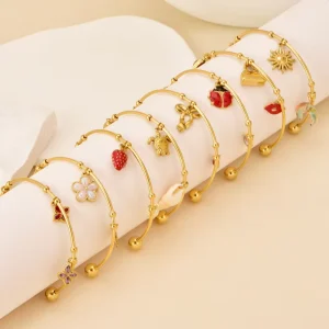 Stainless Steel Charms Bracelets for Women Luxury Vintage Stone Hand Accessories Trendy Jewelry