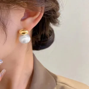 Stainless Steel Charms Pearl Drop Gold Plated Fashion Earrings for Women Wedding
