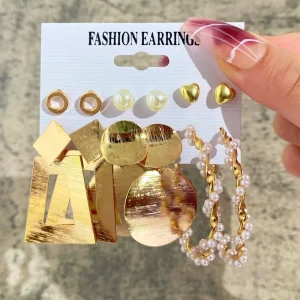 Stainless Steel Chunky Hoop Earrings Gold Metal Stud Hoop Big Earrings