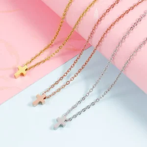 Stainless Steel Cross Pendant Necklace Small Cross Charm Necklace Jewelry