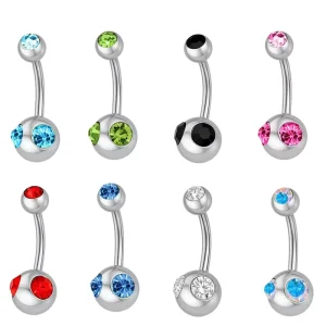 Stainless Steel Crystal Gem Heart shaped Unisex Navel Ring Fashion Piercing Navel Body Jewelry for Wedding