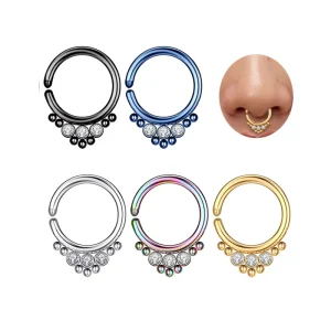 Stainless Steel Crystal Nose Ring Hoop Lip Piercing Clip on Nose Stud Fashion Body Jewelry