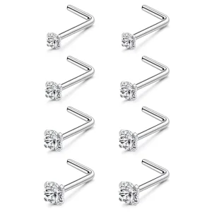Stainless Steel Crystal Rhinestone 7 Shaped Nose Studs with Gold Plating Body Piercing Tools for Children Body Jewelry