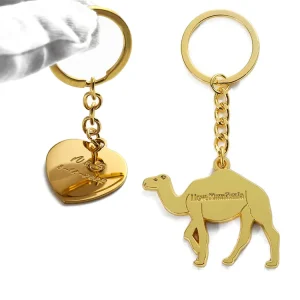 Stainless Steel Customisable Personalized Gold Heart Pendant Keychain