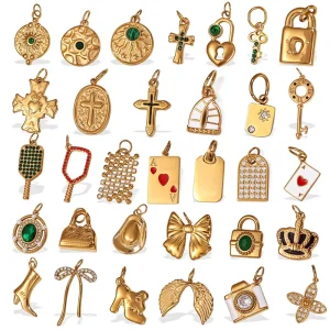 Stainless Steel DIY Designer Shoes Charms Gold Plated Metal Pendants for Mini Bag Car Accessories Fashion Weddings