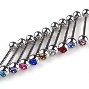 Stainless Steel Diamond Tongue Ring Tongue Piercing Stud Body Jewelry