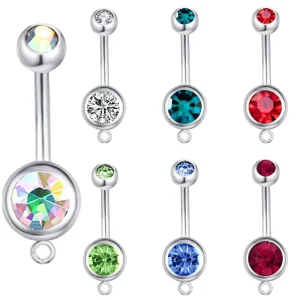 Stainless Steel Double Drill Crystal Belly Button Rings Women DIY Navel Piercing Body Jewelry