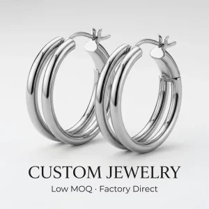 Stainless Steel Double Hoop Earrings Minimalist Silver Tone Layered Circle Loop Ear Decor