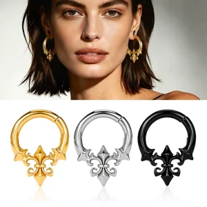 Stainless Steel Ear Tunnel Stretchers Gothic Vintage Fleur de lis Expander Body Piercing Jewelry