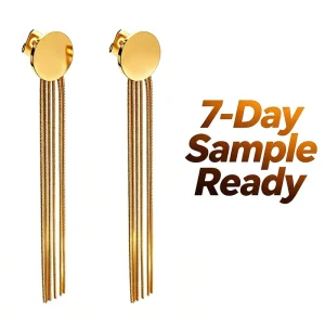 Stainless Steel Earrings Custom Jewelry Round Disc Tassel Drop Earrings Anti Tarnish Waterproof Fashion Jewelry for Women Bridal