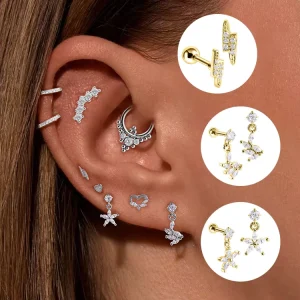 Stainless Steel Earrings Fashion Earrings Women Gold Plated Tassel Zircon Earrings