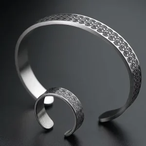 Stainless Steel Eco Friendly Handmade Band Magnetic Relief Threaded Braid Bracelet Ring Jewelry Set