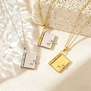 Stainless Steel Envelope Pendant Book Necklace Titanium Steel Engraved Clavicle Chain European Fashion Jewelry