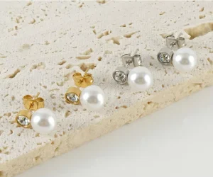 Stainless Steel European and American Fashion Pearl Earrings Personalized and Versatile Titanium Steel 18k Earrings